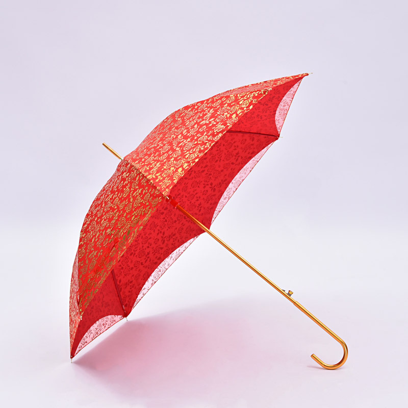 Luxury Red straight long umbrella with double layers custom logo for ceremony festival ritual gift present paraguas