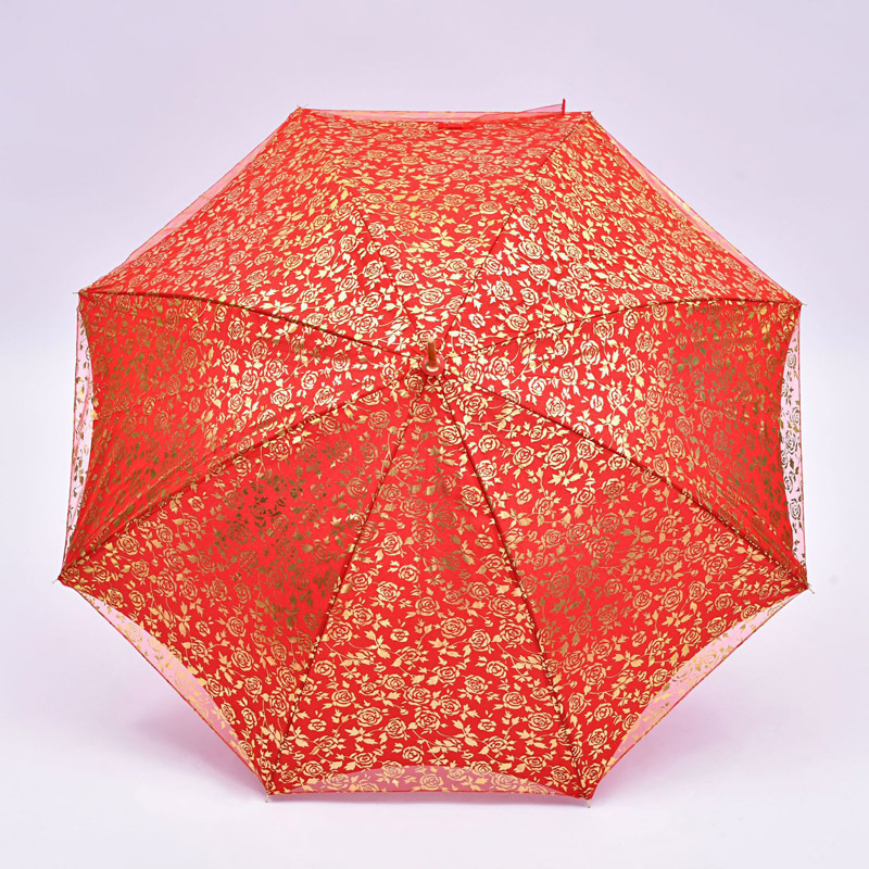 Luxury Red straight long umbrella with double layers custom logo for ceremony festival ritual gift present paraguas