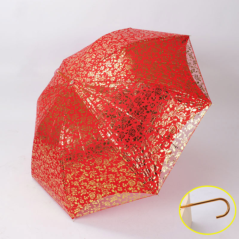 Luxury Red straight long umbrella with double layers custom logo for ceremony festival ritual gift present paraguas