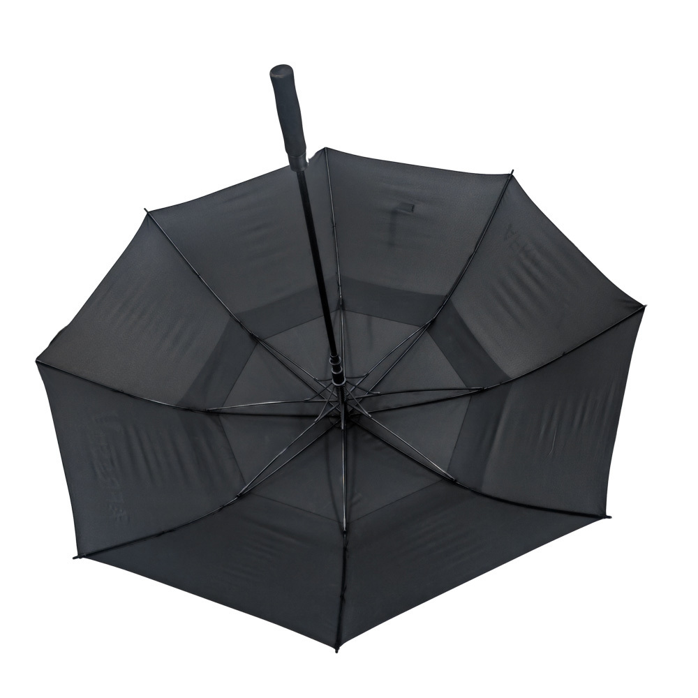 Xiamen Umbrella Customized Logo Air Vents Golf Paraguas Black Umbrella with Carrying Bag