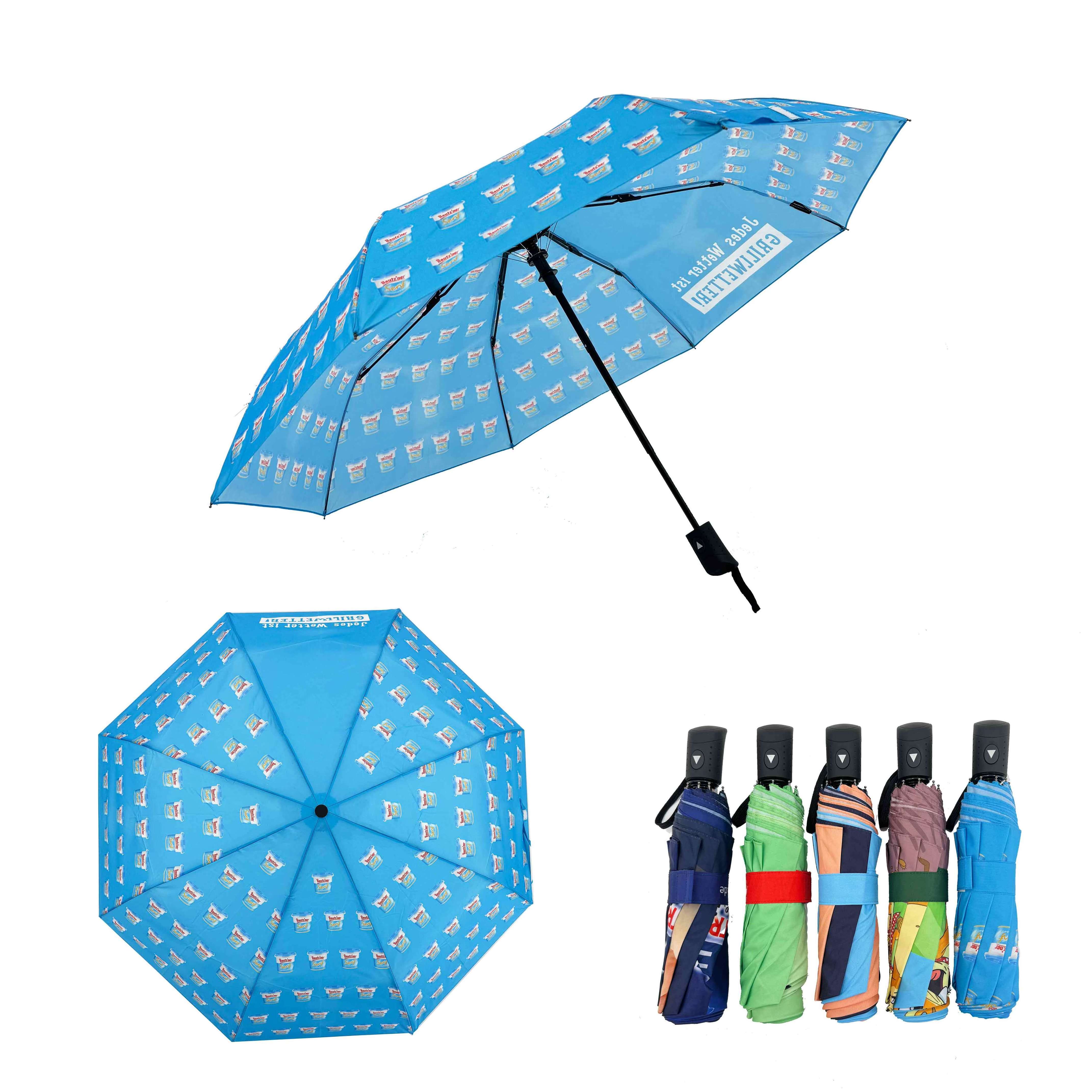 3 Fold Umbrella Auto open and Manuel close 21inch digital printing Waterproof and Windproof Customized Logo Printing