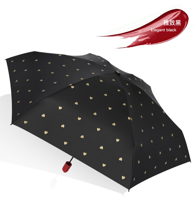 Lightweight 5-Fold UV Protected Red Lip Stick Umbrella Foldable & Stylish