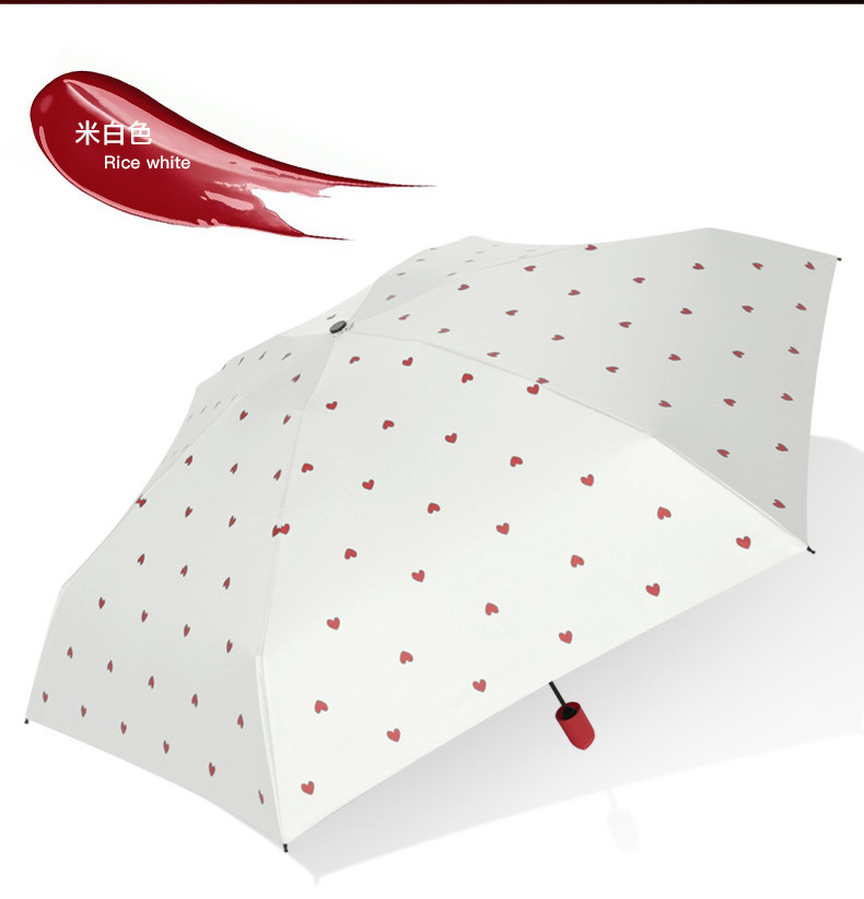 Lightweight 5-Fold UV Protected Red Lip Stick Umbrella Foldable & Stylish