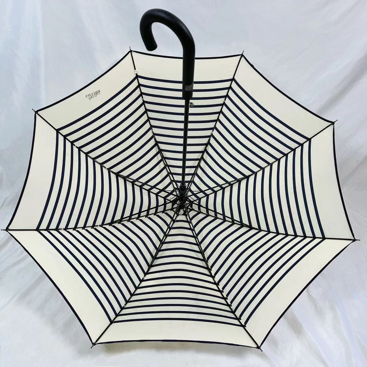 Classical Pongee Straight Long Umbrella for Adults Semi-Automatic Hanging Travel Accessory