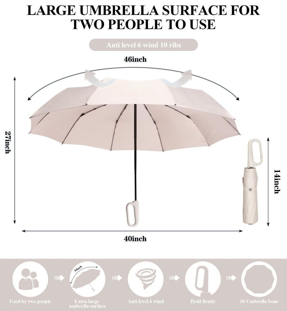 Modern Design Compact Folding Umbrella for Adults Travel Size Windproof Rain Umbrella with Automatic Control and Novelty Handle