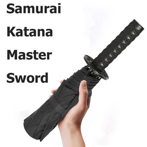 3 fold Samurai Katana Master Sword Hilt Handle Japanese ninja Compact Umbrella