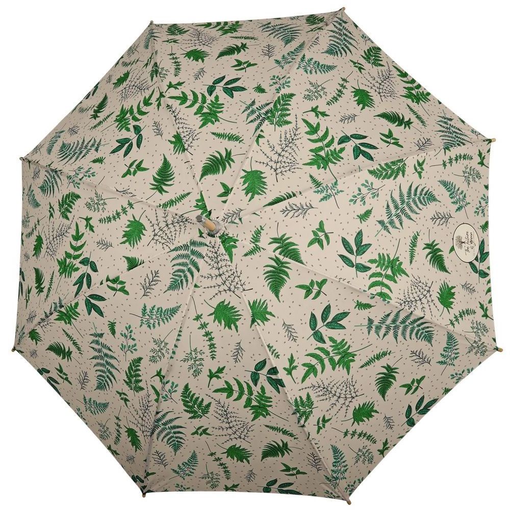 High Quality Outdoor Windproof Umbrella walking stick recycling nature leaves design printed RPET umbrella eco friendly