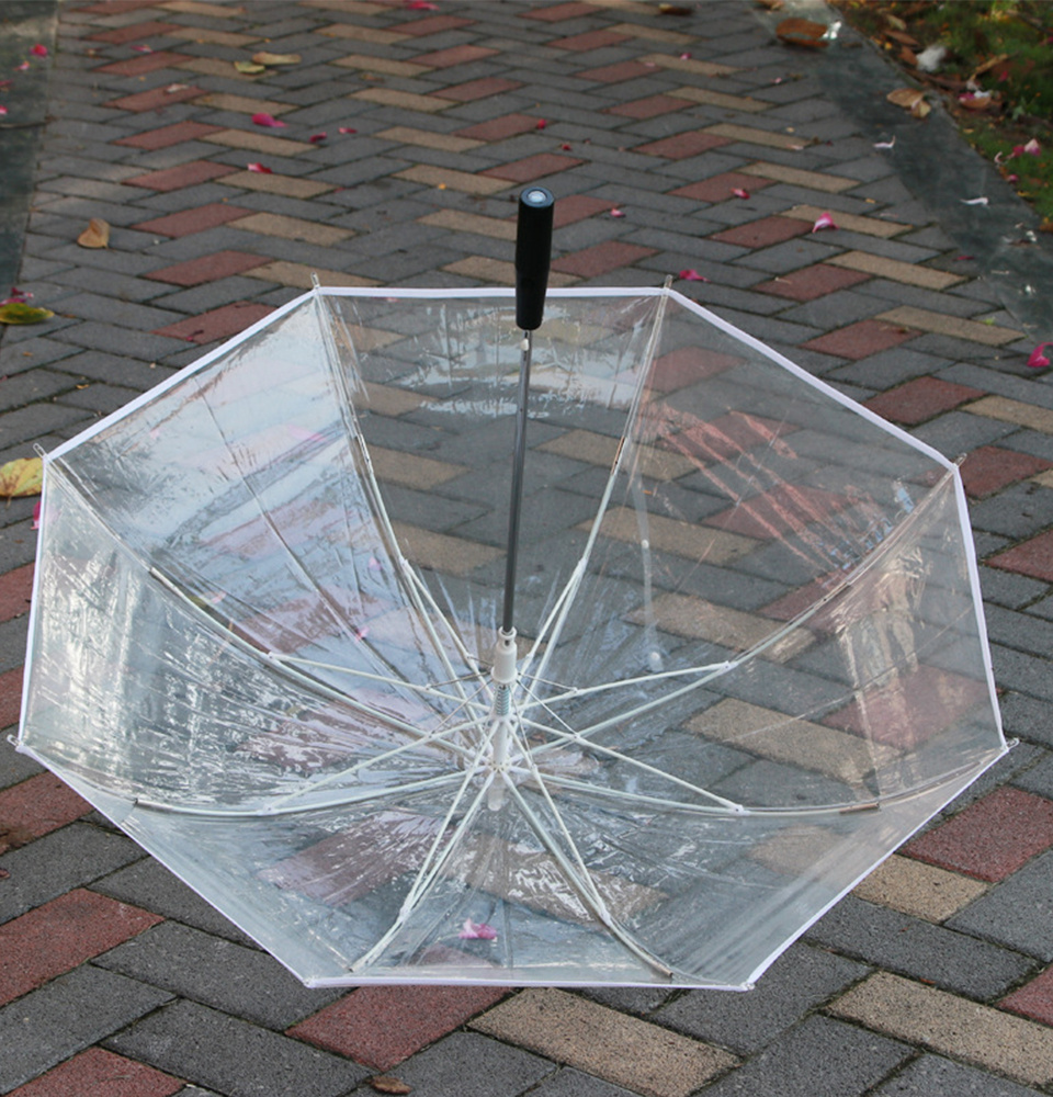 23 Inch LED Luminous Transparent Umbrella With Flashlight Function