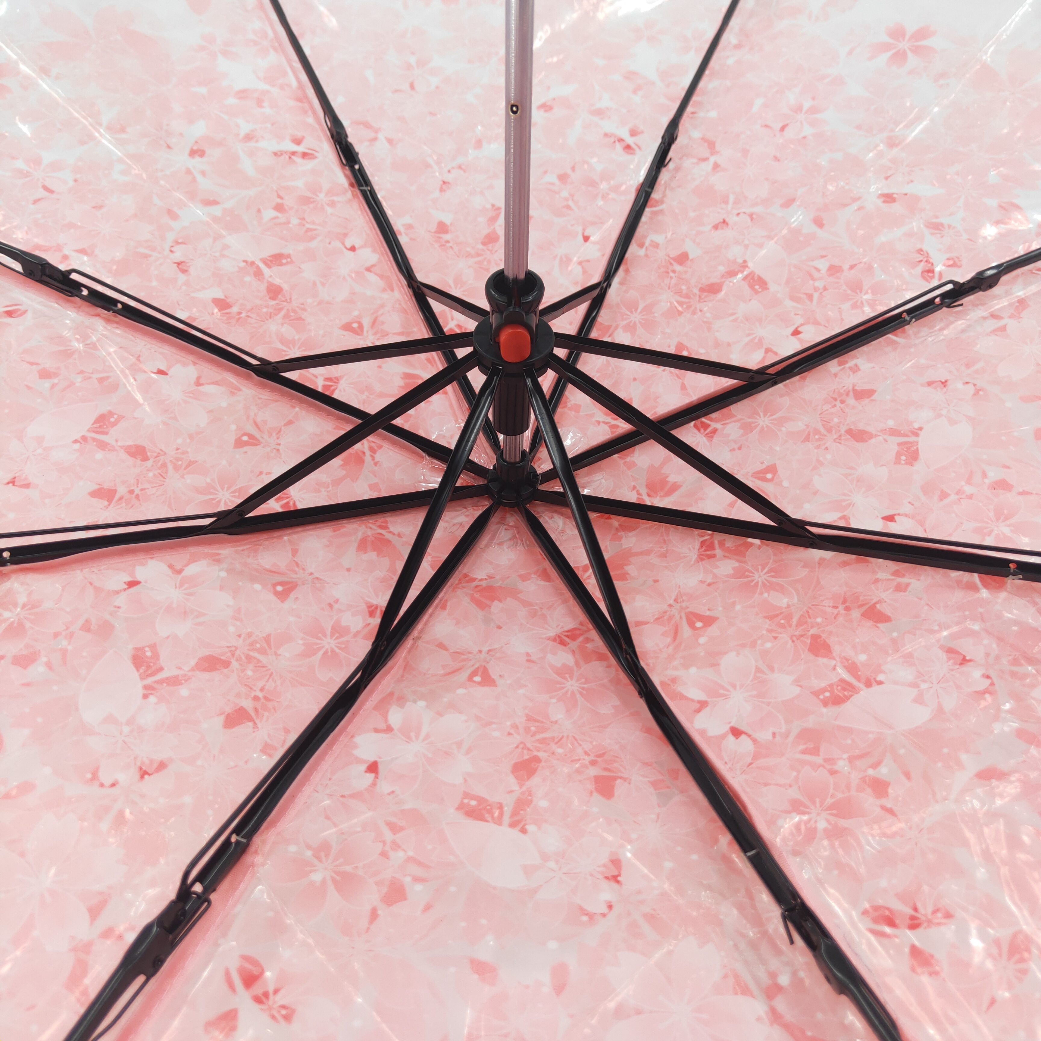 Manual Open Romantic Cherry Blossom Transparent Clear Adult Poe Umbrellas