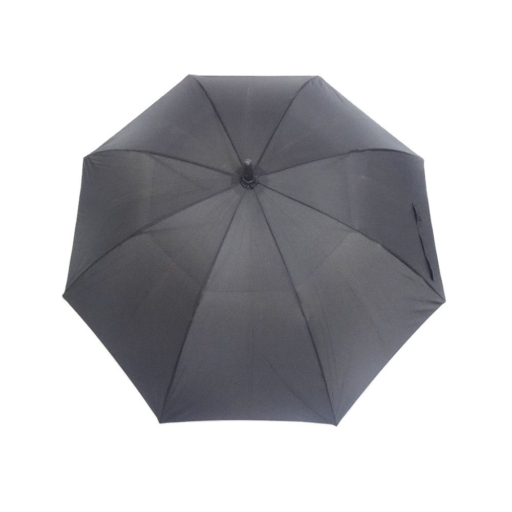 23Inch Manual Open Fan Umbrella With Battery Black Straight Umbrella