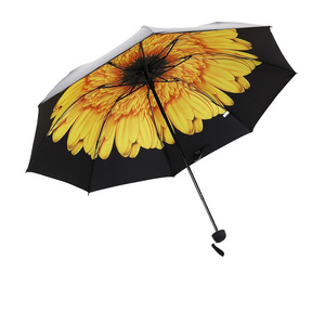 3 Fold Sunflower Printed Umbrella For Ladies Nice Gift Umbrella