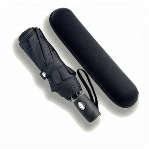 21inches folding automatic 210T super water repellency compact fiberglass umbrella with Case