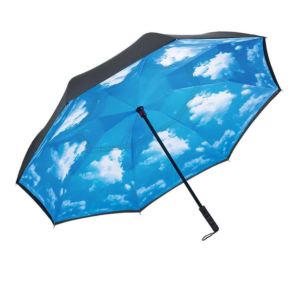 Modern Upside Down Reverse Umbrella C-Handle Double Layer Inside-Out Windproof