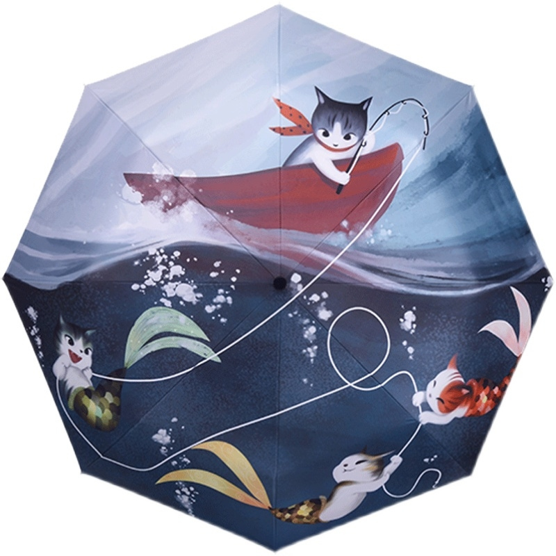 Manual Open 3 Fold Umbrella With Design Digital Printing Anime Umbrella