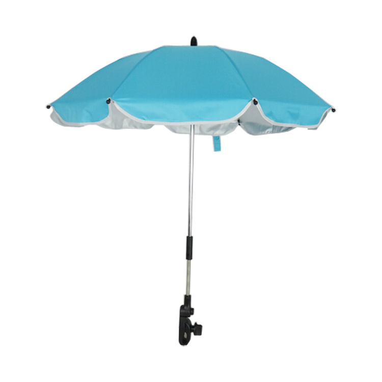 16inches Sun Protection UV Coating Baby Stroller Umbrella Portable Compact Chair Umbrella 190 T Pongee with Silver Uv Coating