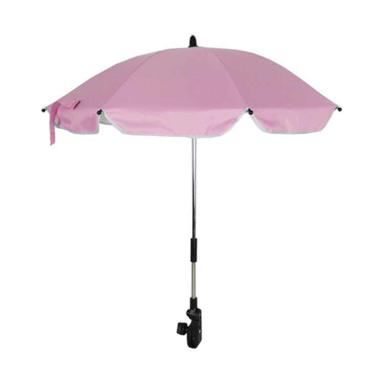 16inches Sun Protection UV Coating Baby Stroller Umbrella Portable Compact Chair Umbrella 190 T Pongee with Silver Uv Coating