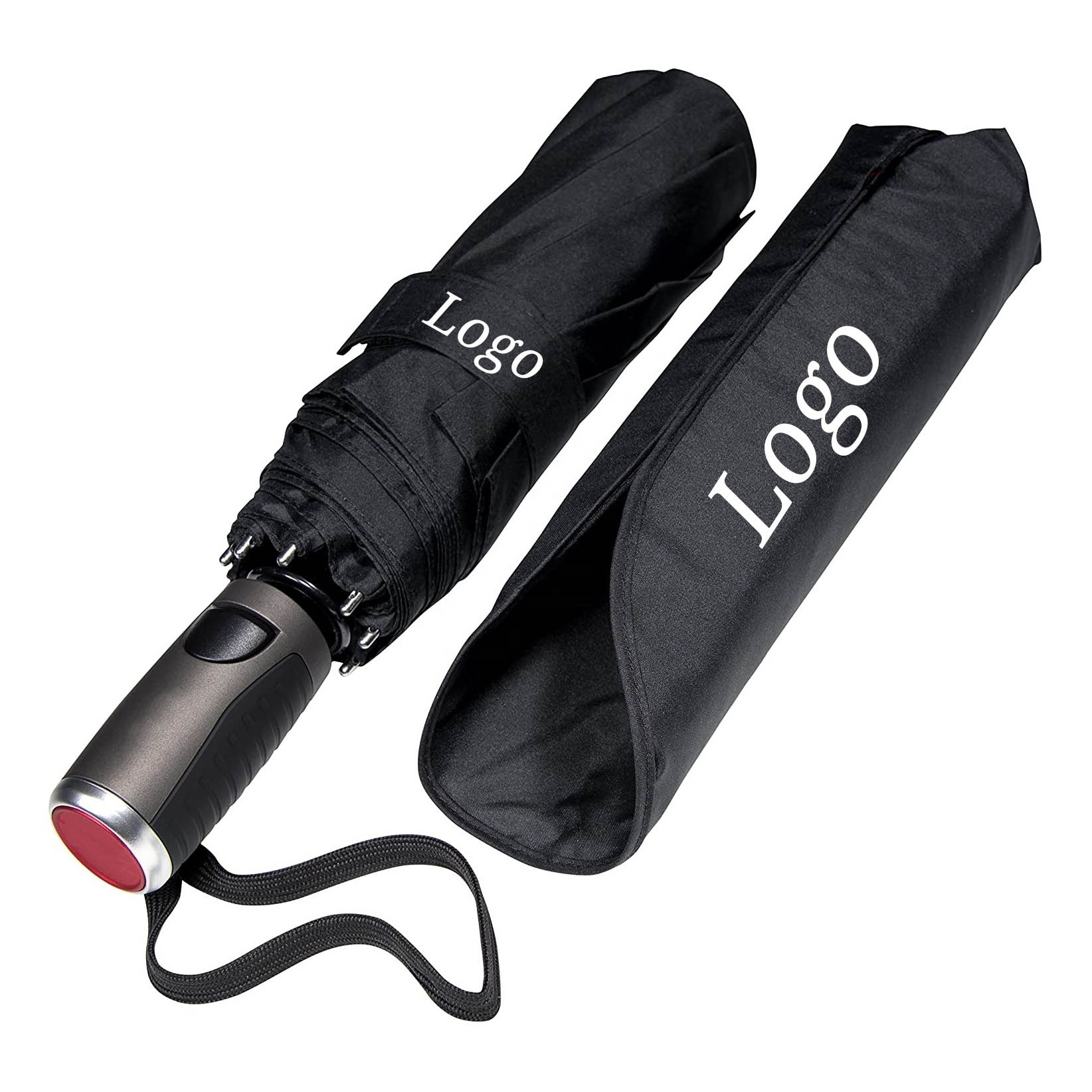 210T Super Waterproof Fabric Windproof Customize Auto Open Close Foldable Travel Gift Umbrella For Sale With Portable Bag  OEM