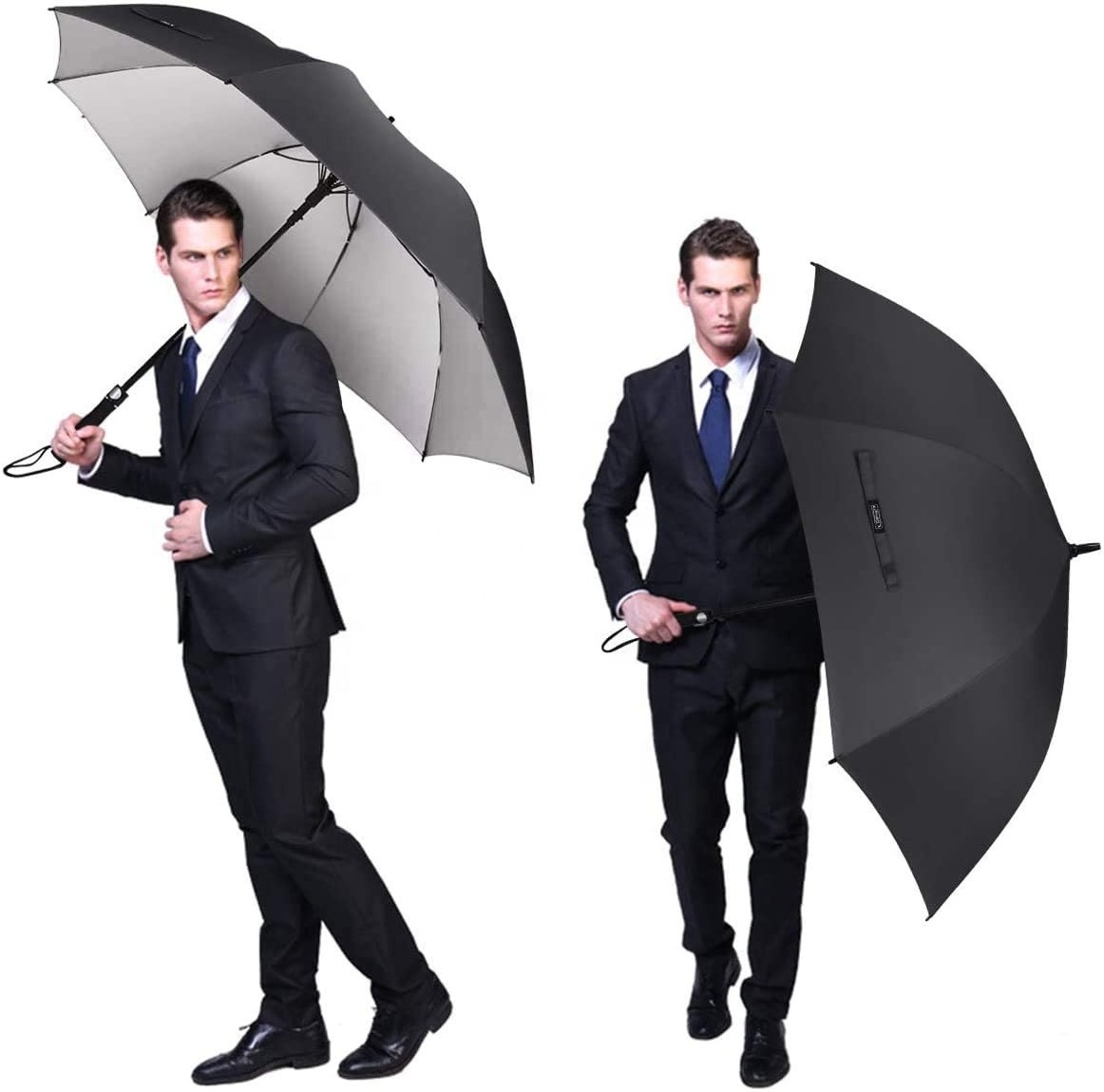 hot sale large size Golf Umbrella Silver Coating UV Protection with Company Logo branded  Name Printing Carry Bag