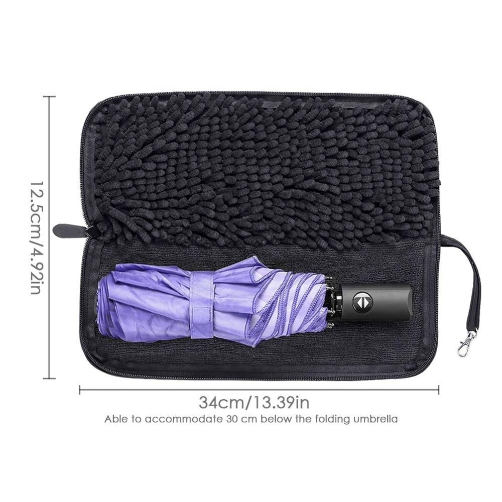 New Design 210T Fabric 3 Fold Travel Umbrella with Water Absorbent Umbrella Bag Rubberized Handle Black Coated Metal Shaft