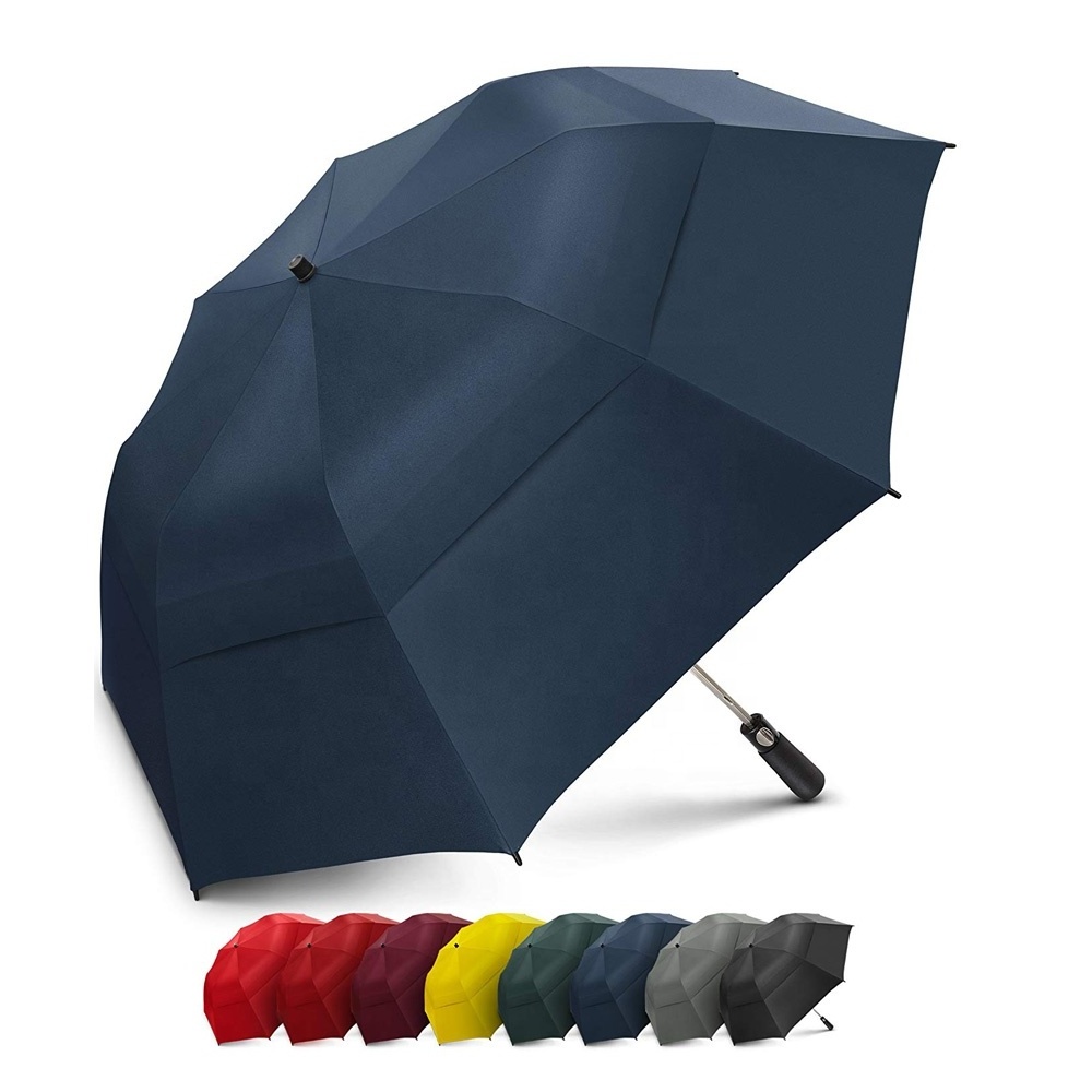 Windproof Double Canopy Automatic Open Large Size Rain Two Folding Umbrella