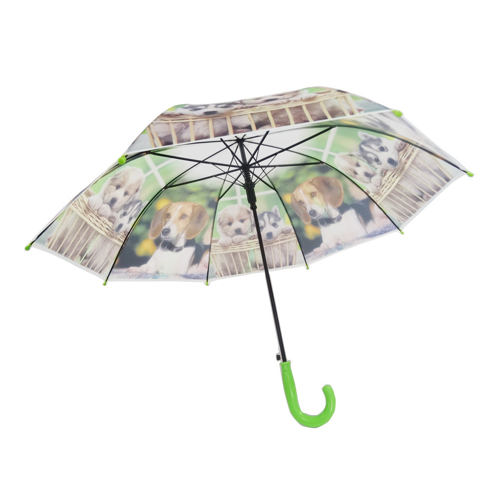 2021 19inch auto open straight kid umbrella with cute dog picture print umbrellas