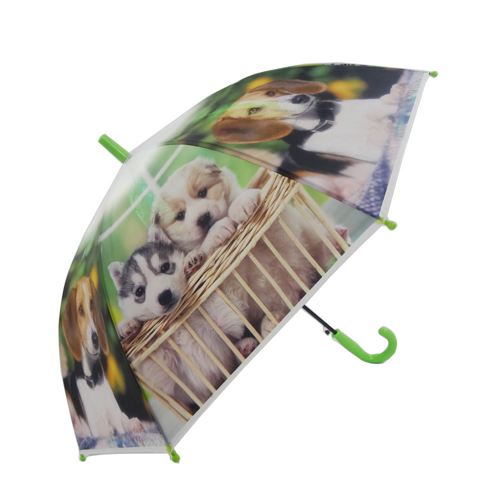 2021 19inch auto open straight kid umbrella with cute dog picture print umbrellas