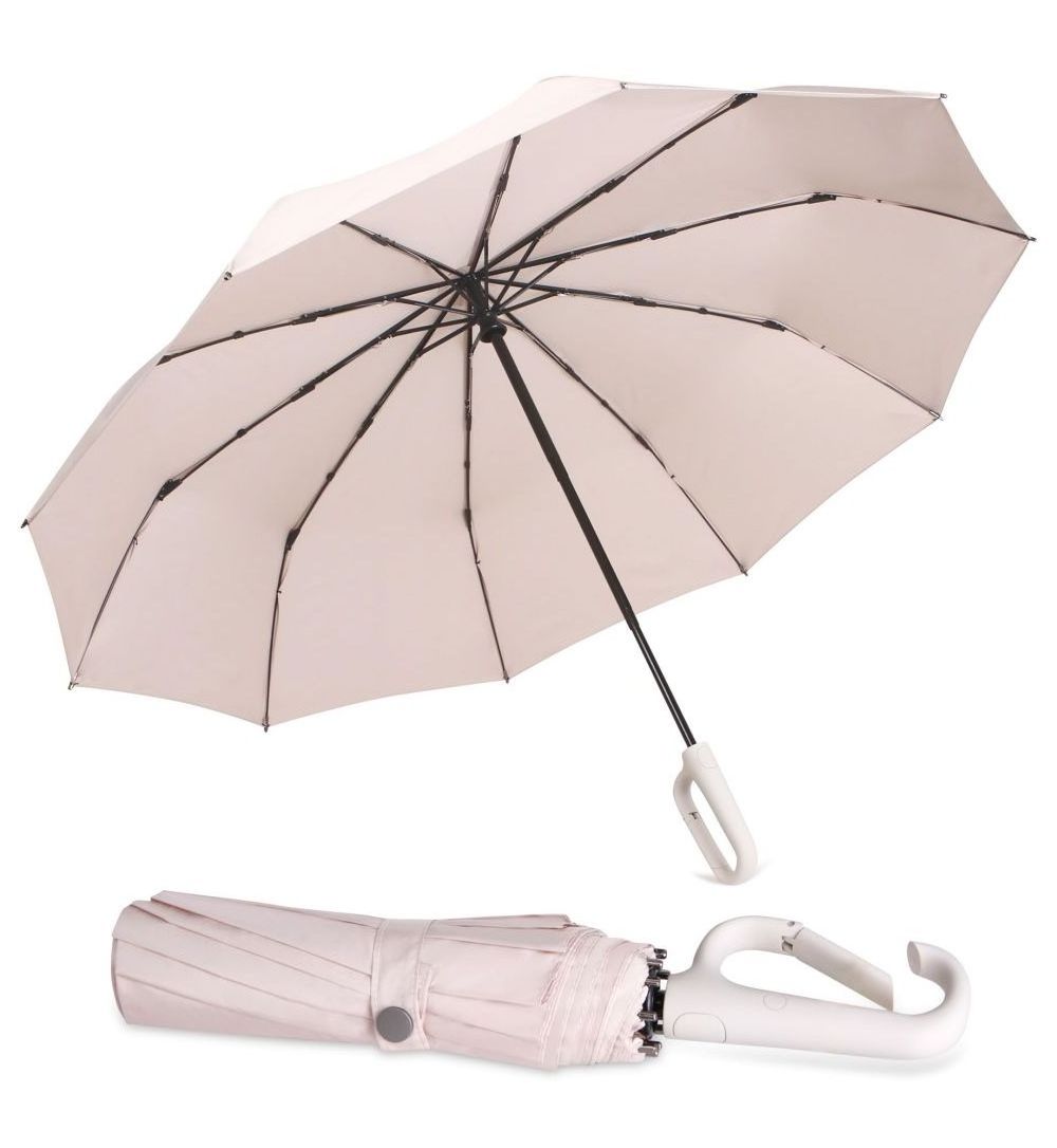 Modern Design Compact Folding Umbrella for Adults Travel Size Windproof Rain Umbrella with Automatic Control and Novelty Handle