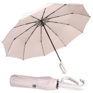 Modern Design Compact Folding Umbrella for Adults Travel Size Windproof Rain Umbrella with Automatic Control and Novelty Handle