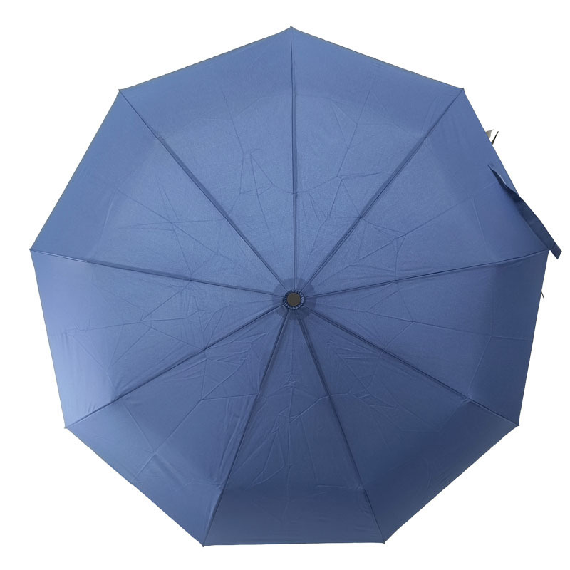 Auto Open Three Folding Windproof  Customized  Logo Printing Fully-automatic Round Metal Button Rain Umbrella