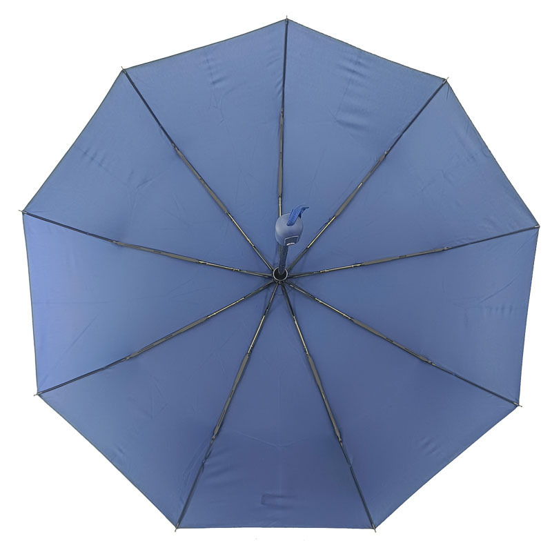 Auto Open Three Folding Windproof  Customized  Logo Printing Fully-automatic Round Metal Button Rain Umbrella