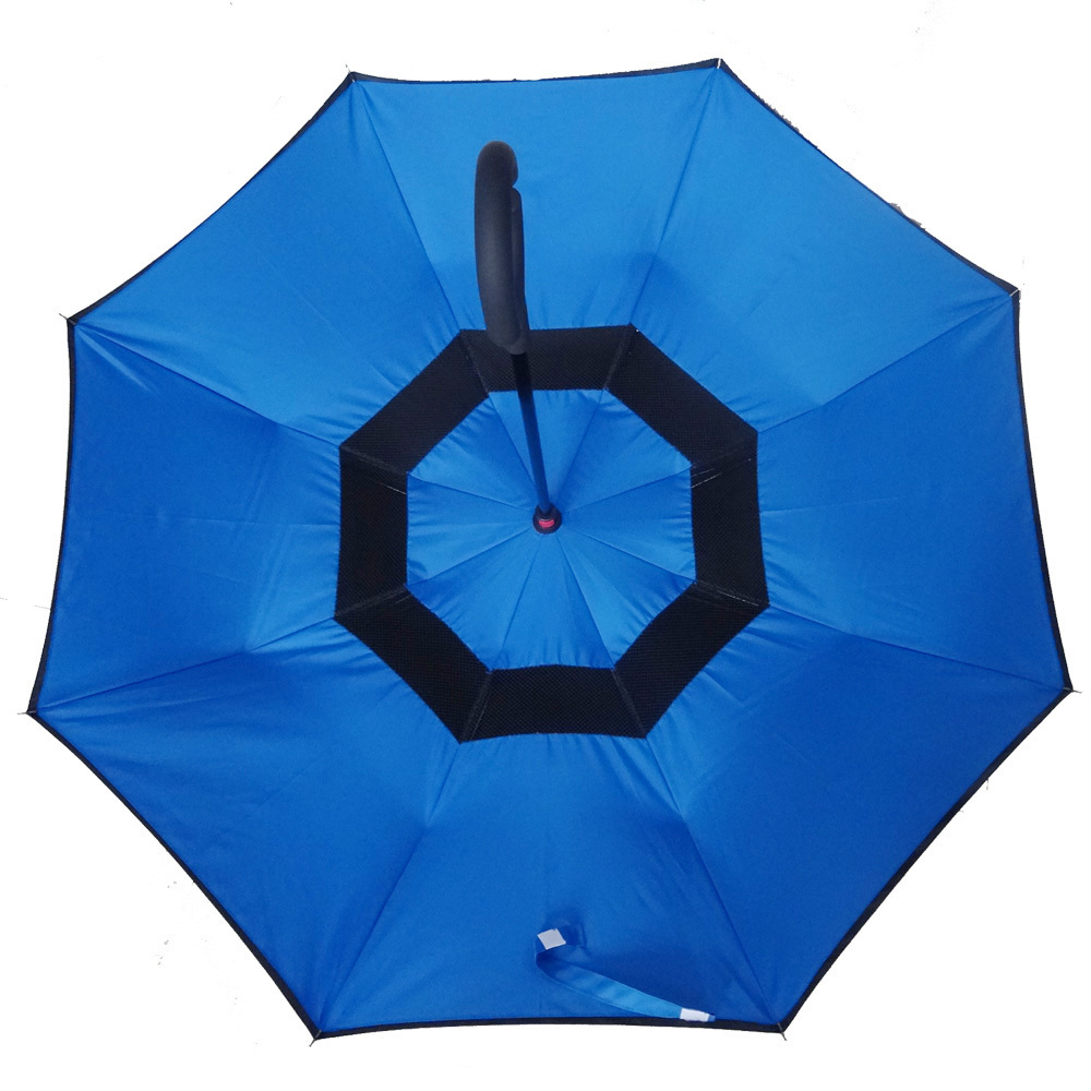 2021 Auto Open Paraguas Parapluie Sombrillas Double Layer Inverted Car Reverse Umbrella with C-Shaped Handle