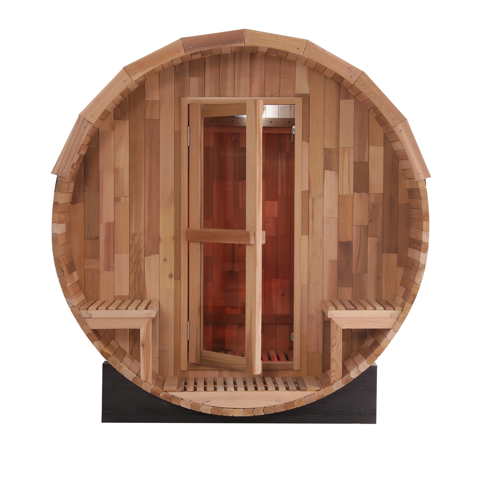 Luxury high quality far full spectrum infrared red light barrel sauna room with red light therapy