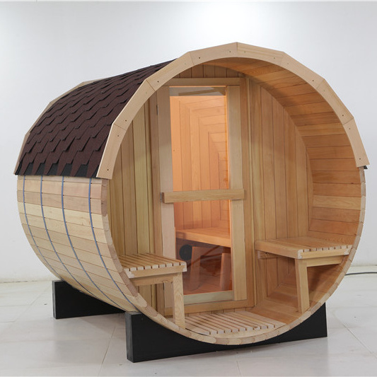 Outdoor traditional Sauna Room Long Barrel Sauna 4-8 Person Sauna