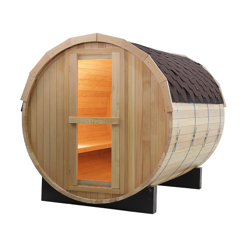 Outdoor traditional Sauna Room Long Barrel Sauna 4-8 Person Sauna