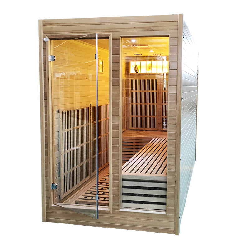 2 person hemlock and red cedar Himalayan Salt bricks far infrared sauna room