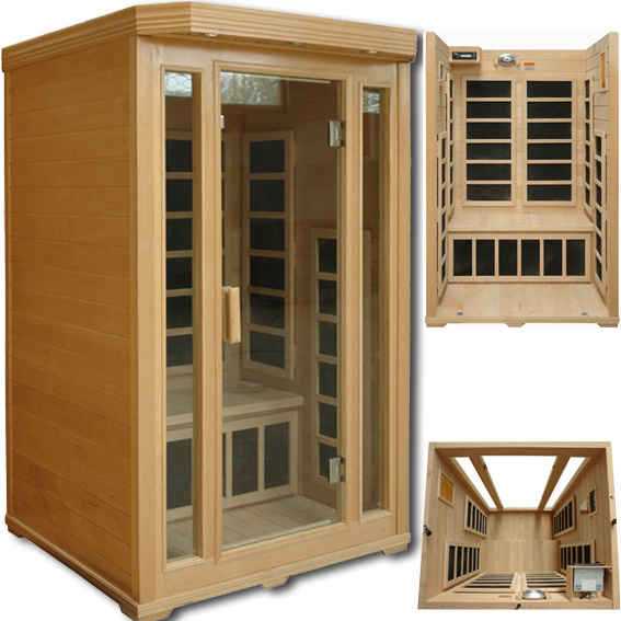 Dynamic infrared 2 - person indoor bluetooth wireless speaker for FAR infrared sauna in hemlock