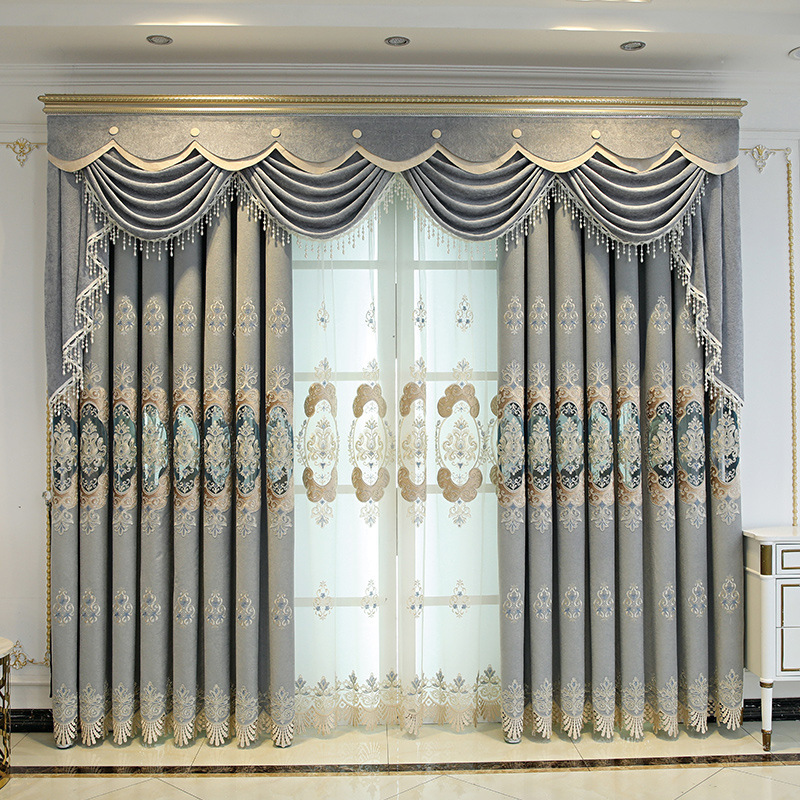 MU Arabic luxurious curtains living room high quality embroidery luxury custom blackout unique living room curtains