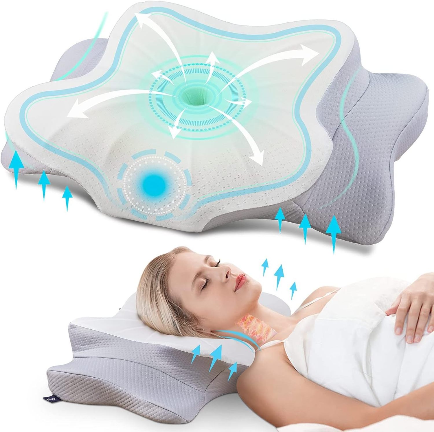 MU Low price ergonomic neck support pillow pillow cervical contour memory foam bed pillow for side back stomach sleepers