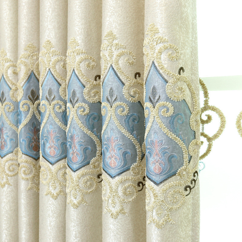 MU Arabic curtains living room double layer blackout European style jacquard grey curtains for the living room luxury beige