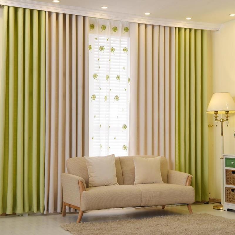 MU New curtain fashion solid color patchwork cotton and linen luxury curtains european elegant modern blackout curtain