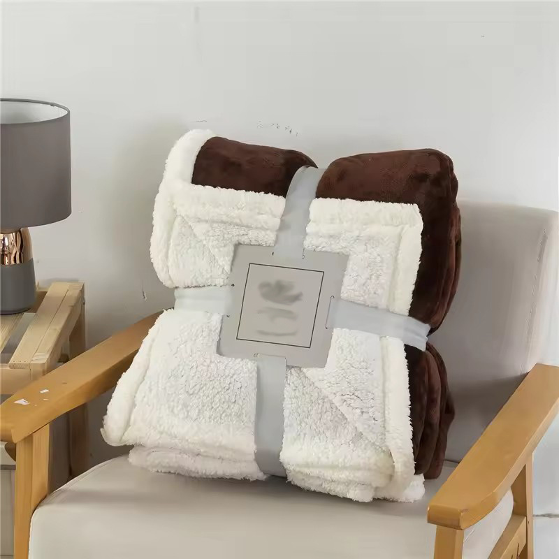 Good Price Winter Warm Microfiber Solid Color Plush Throw Double Layer Lamb Wool Sherpa Blanket