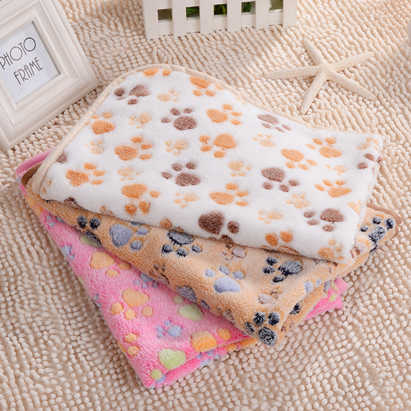 Good Price Custom Paw Printed Pet Bed Cover Coral Fleece Throw Waterproof Soft Dog Travel Blanket