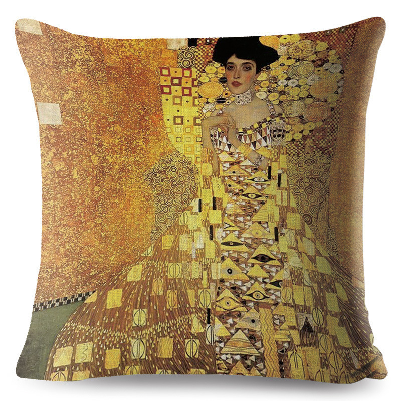 MU Cheap price European oil painting custom throw pillow covers linen polyester cotton pillow case for sale