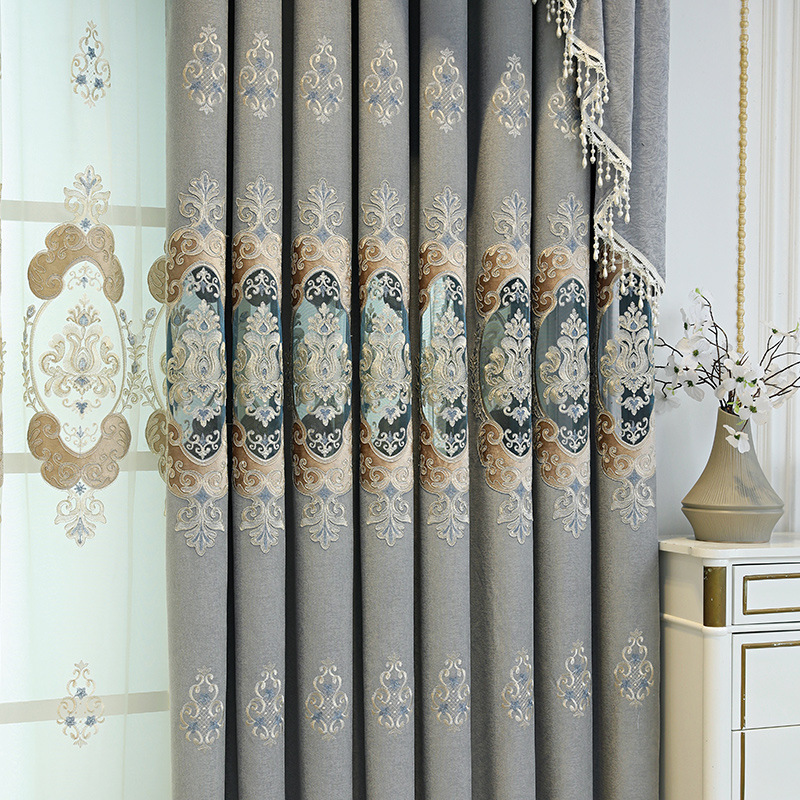 MU Arabic luxurious curtains living room high quality embroidery luxury custom blackout unique living room curtains