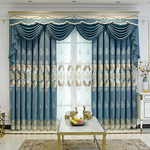 MU Arabic luxurious curtains living room high quality embroidery luxury custom blackout unique living room curtains