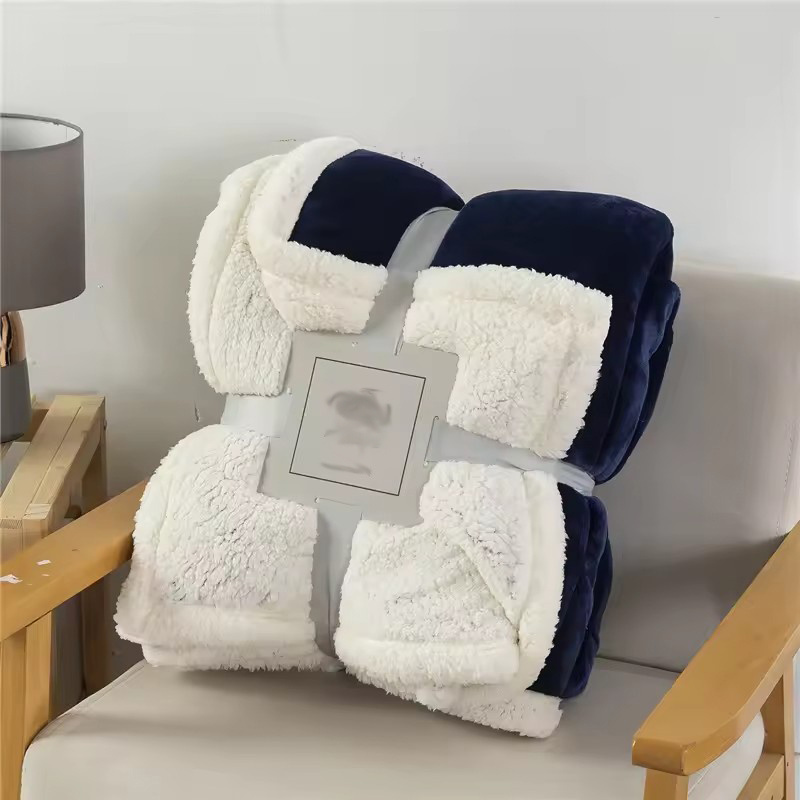 Good Price Winter Warm Microfiber Solid Color Plush Throw Double Layer Lamb Wool Sherpa Blanket