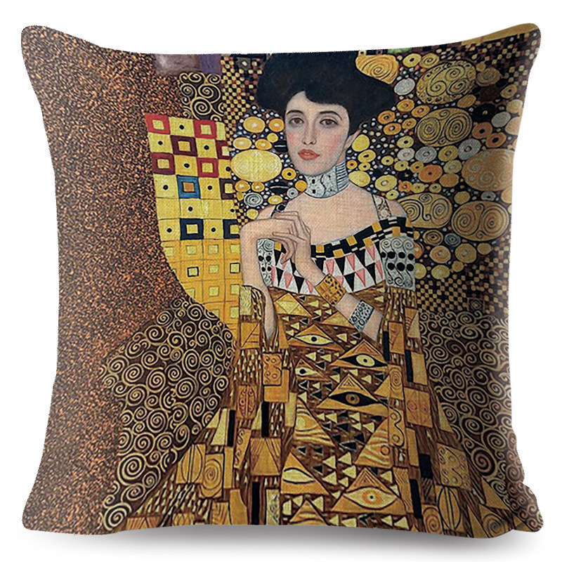 MU Cheap price European oil painting custom throw pillow covers linen polyester cotton pillow case for sale