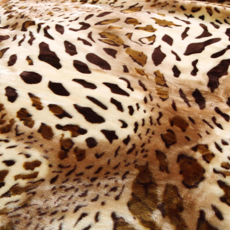 Hot Selling Luxury 2 ply Korean Mink Blankets Print Leopard Pattern Double Layer warm Raschel Blankets