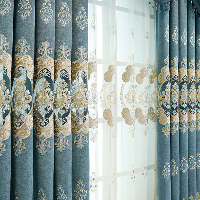 MU Arabic luxurious curtains living room high quality embroidery luxury custom blackout unique living room curtains