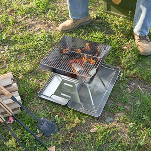 MOBI GARDEN Campfire Stove Gill BBQ Bonfire Stand Portable Free Storage Bag Outdoor